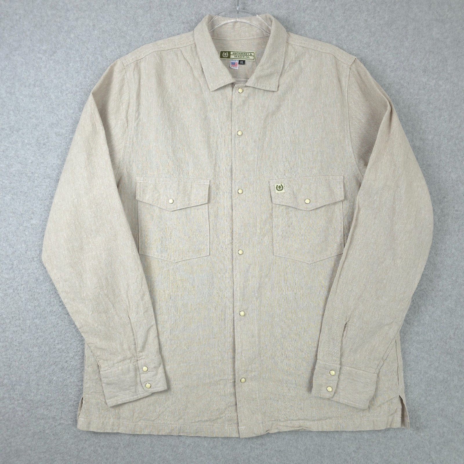 Huckberry & Seager Co Shirt Mens XL Western Pearl Snap Made In USA Long Sleeve