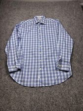 Peter Millar Shirt Mens XL Blue Plaid Button Down Long Sleeve Cotton Casual