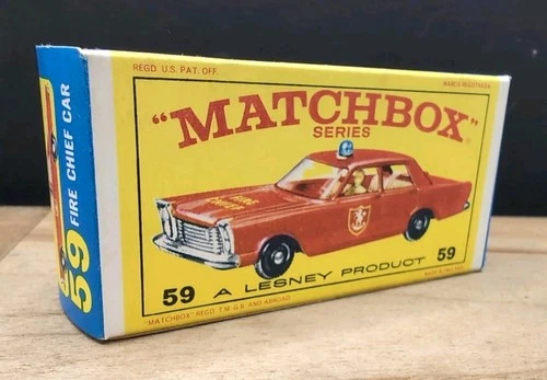 Vintage Original Lesney Matchbox - FIRE CHIEF CAR #59 - EMPTY BOX ONLY