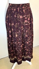 New Vtg Sag Harbor Women's 1X Maxi Skirt A-Line Floral Pleated Pockets Brown
