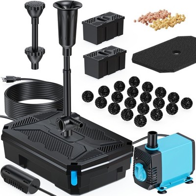 Pond Filter Built-in UV Clarifier, 660GPH 40W Pond Filter with Water Pump Kit...