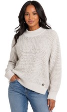 Michael Kors Women's Sz-L Cream/Gold Metallic Thread Knit Pullover Sweater 120