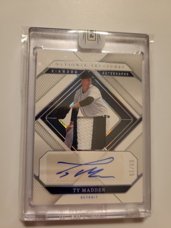 2023 National Treasures Ty Madden Diamond Autograph Patch /10 Tigers RC Auto 