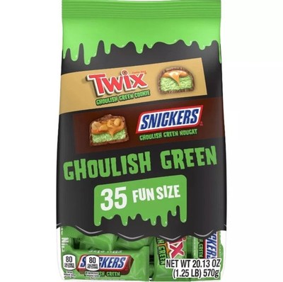 Ghoulish Green TWIX & SNICKERS Halloween Edition 35-Fun Size Pieces *BB 4/2026*