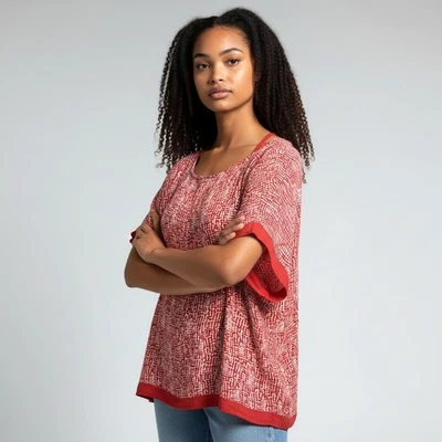 Top tunique fluide oversized imprimé orange LOLA ESPELETA Femme taille L - Photo 1/4