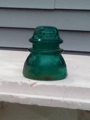 Vintage Hemingray  #42 Aqua Blue Power Phone Line Glass Insulator Made USA Chip
