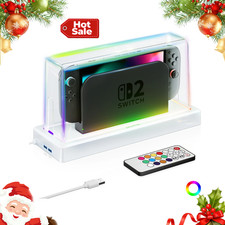 Dust Cover for Nintendo Switch 2:16 LED RGB Light Base,Anti-Scratch Display Case