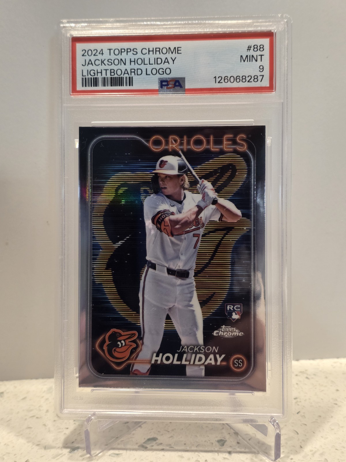 2024 Topps Chrome Jackson Holliday Lightboard Logo SP RC 88 PSA 9