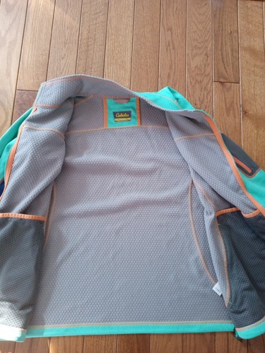 Women's XL Cabelas Colorblocked Full Zip Sweater Jacket Teal Blue, NWT - Picture 6 of 7