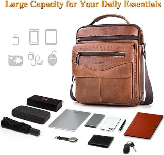 Bolso De Hombro Cuero Para Hombre Carteras Piel Pecho Mochila Viaje Bandolera US