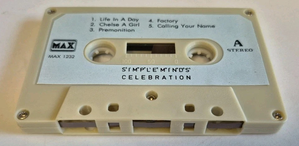 Simple Minds, Celebration, MAX 1232; Cassette Tape Paper Label - Image 3 of 4