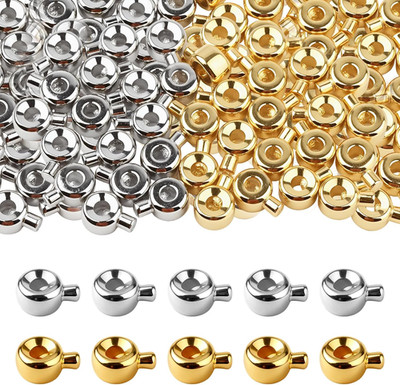 80 Pcs Crimp Beads for Jewelry Making, Gold & Silver Flat Round Crimping Beads f