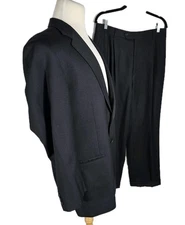 tallia uomo Mens 44R Black Super 100's Wool Suit B59