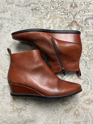 ECCO Shape 45 Wedge Woman s Brown Leather Boots Size 39 US 8-8.5
