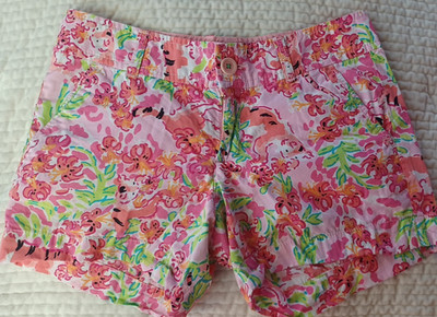 Lilly Pulitzer Callahan Pink Tiger CALL ME KITTY Shorts Size 0  **READ SHIPPING