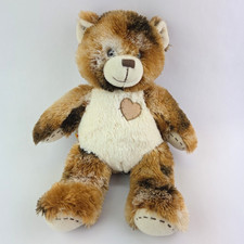 Build a Bear Hearts and Hugs Bear Brown Fuzzy Soft Plush 16" Heart Patch BABW