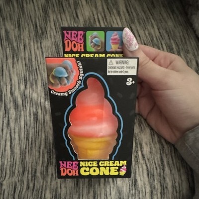Nee Doh Nice Cream Cone Squeeze Ball Creamy Smooth Squish Pink White Yellow