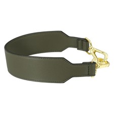 16 Inch Leather Purse Strap, Plain Pattern with Light Gold Buckle, Dark Green