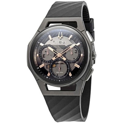 Bulova Curv Chronograph Dark Gray Dial Men's Watch 98A162 New In Box