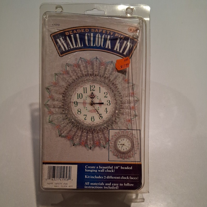 Vintage 6699 Beaded Safety Pin Wall Clock Kit Brand New