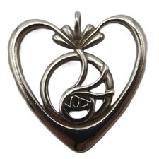 Sterling silver pendant heart shape Mackintosh Glasgow Rose style by Carrick