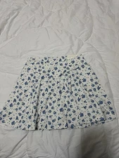 Blogilates Women's Criss Cross Slit High-Rise Skort - Cream/Blue Floral L