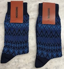 NWT AUTHENTIC MISSONI Mens Cotton Blend Socks MADE IN ITALY S/ M 2 Pairs 