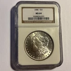 (1) one 1886 Morgan Silver Dollar $1 PCGS MS64 140yrs Old!!