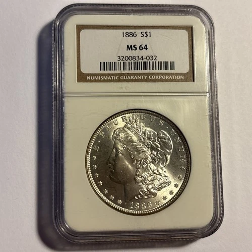 (1) one 1886 Morgan Silver Dollar $1 PCGS MS64 140yrs Old!!
