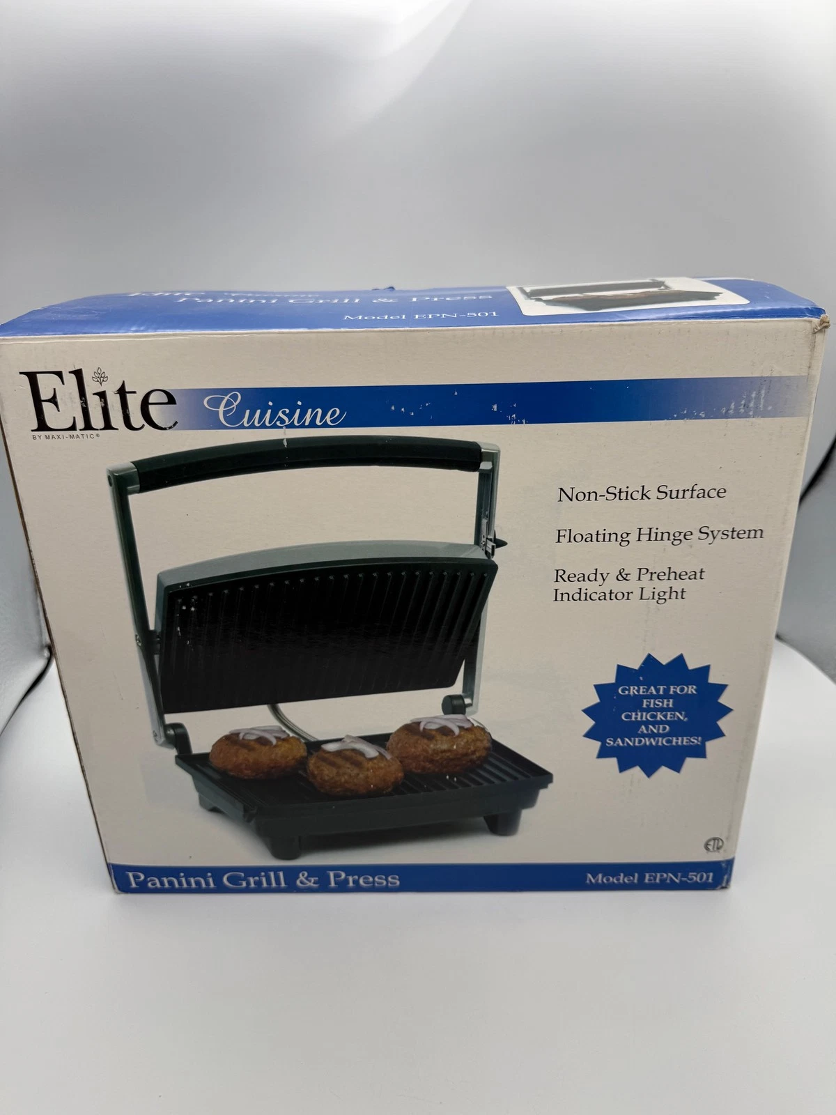 Elite Cuisine by Maxi-Matic Panini Grill Press EPN-501 NEW IN BOX Non-Stick
Opens in a new window or
