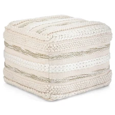 Sommer Boho Square Pouf in Natural Handloom Woven Pattern for the Living Room...