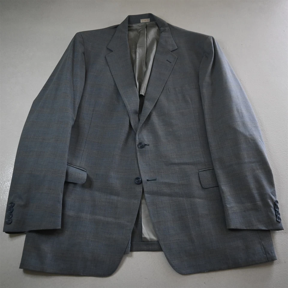 Винтажный сделано в США 50L 42 x 32 синий клетку ультра комфорт Мужская куртка брюки костюм - Изображение 2 из 4