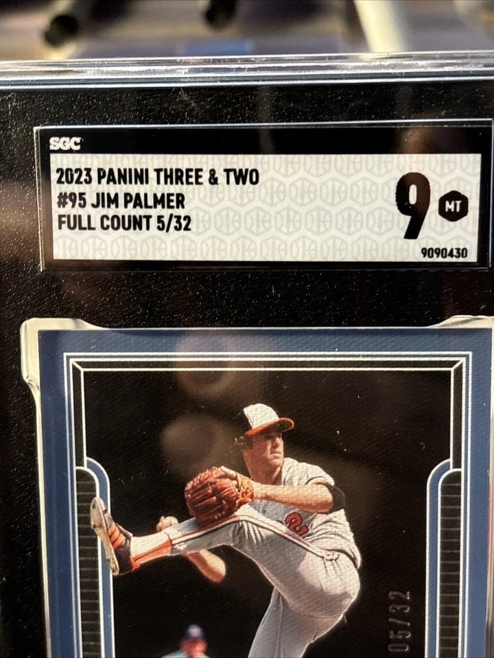 2023 Panini Three & Two Jim Palmer #95 Full Count #5/32 SGC 9 MT Orioles - Image 3 of 4