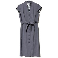 Dressbarn women's size 10 women's grey cap sleeve v-neck belted dress workwear