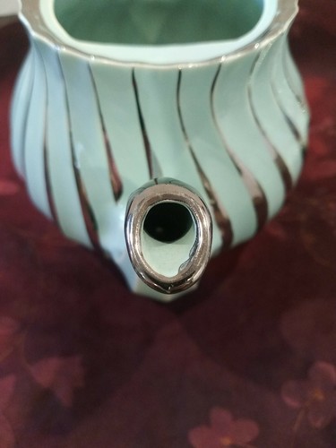 RARE Sadler Mint And Silver Swirled Teapot 2737 - Picture 8 of 12