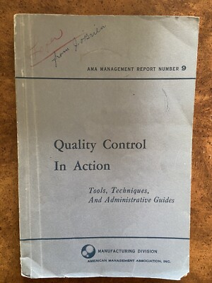 Quality Control In Action Ama Management Report #9 Vintage Paperback 1958