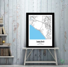 Laguna Beach California Vacation Location Map Poster Print Gift Wall Art Decor