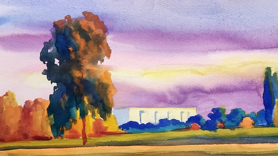 Pintura Acuarela Noche Serdyuk B. Arte Decoración Original Sin Marco nSerb936 Foto 2 de 4