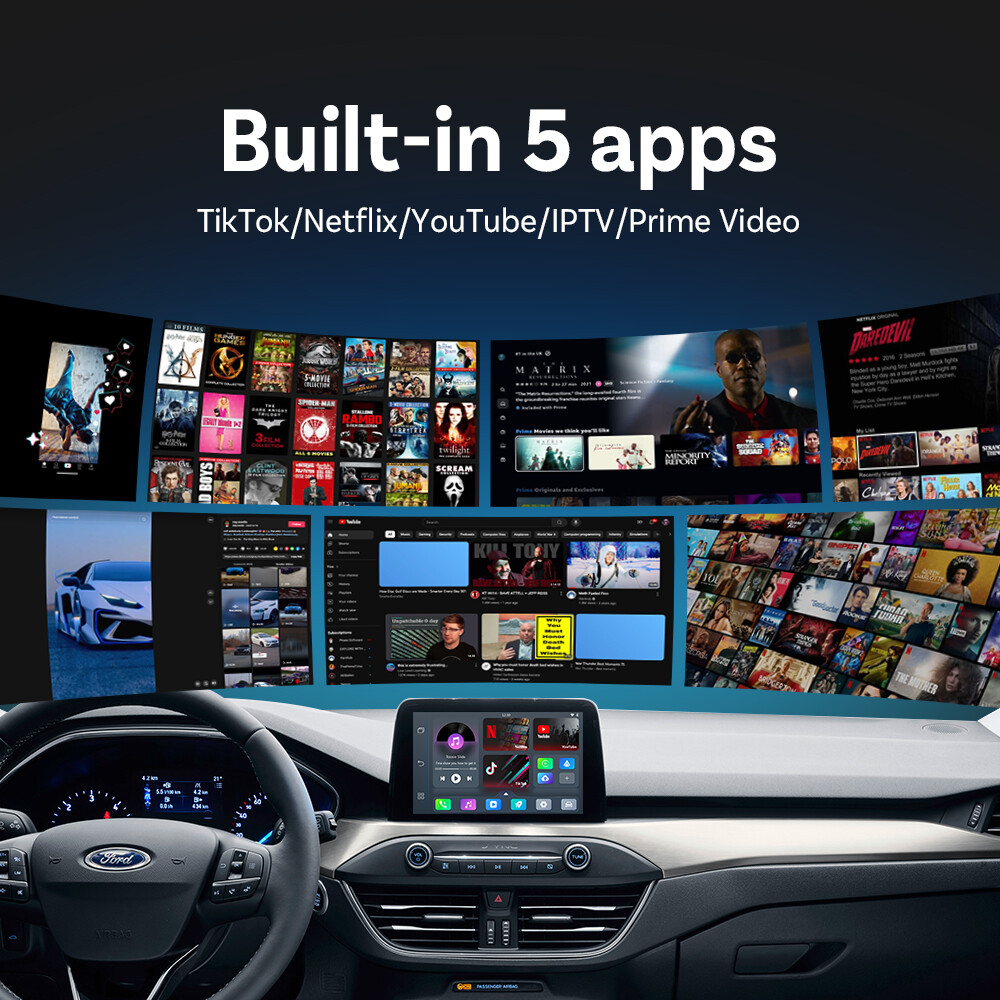 NEW Ottocast AIBox Wireless AA+CarPlay Adapter Multimedia w/Tiktok+Prime TV+YT