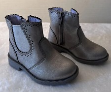 Cat  Jack Kids Girls Ankle Boots Size 5 Gray Chelsea Slip On Zipper