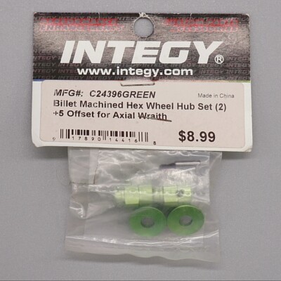 C24396GREEN integy Knüppel Bearbeitet Hex Rad Nabe Set (2)+ 5 Offset für Axial