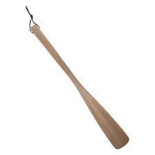 Long Handle Square Head Hangable Shoe Horn for Shoe 15.75"x1.57" Wood Color 1 Pc