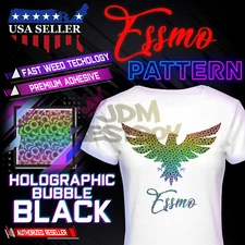 Essmo Holographic Bubble Black Pattern Heat Transfer Vinyl HTV T-Shirt Iron SP05