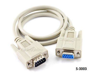 3ft DB9 Serial M to F 9-Wire Straight Thru Extension Cable, CablesOnline S-3003