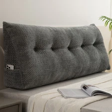 Velvet Headboard Wedge Pillow Large Bolster Triangular Reading Backrest Support