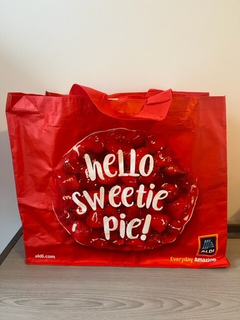 USED Aldi Red Hello Sweetie Pie Large Bag for Life Shopper Carrier