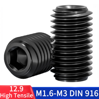 M2 M2.5 M3 High Tensile Cup Point Grub Screws Hex Socket Set Screw 12.9 DIN 916
