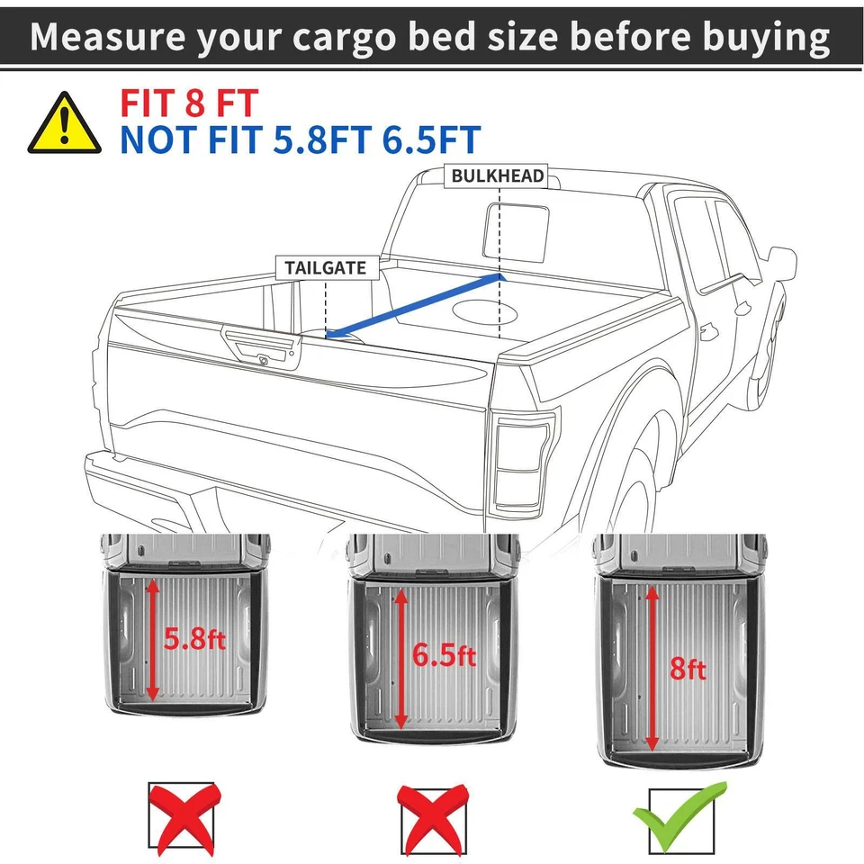 8FT Bed Roll Up Tonneau Cover for 2002- 2023 Dodge Ram 1500 Classic 2500 3500 Foto 2 de 4