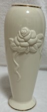 VINTAGE LENOX CHINA 6 “ BUD VASE RAISED ROSE 24K GOLD TRIM Free Shipping!