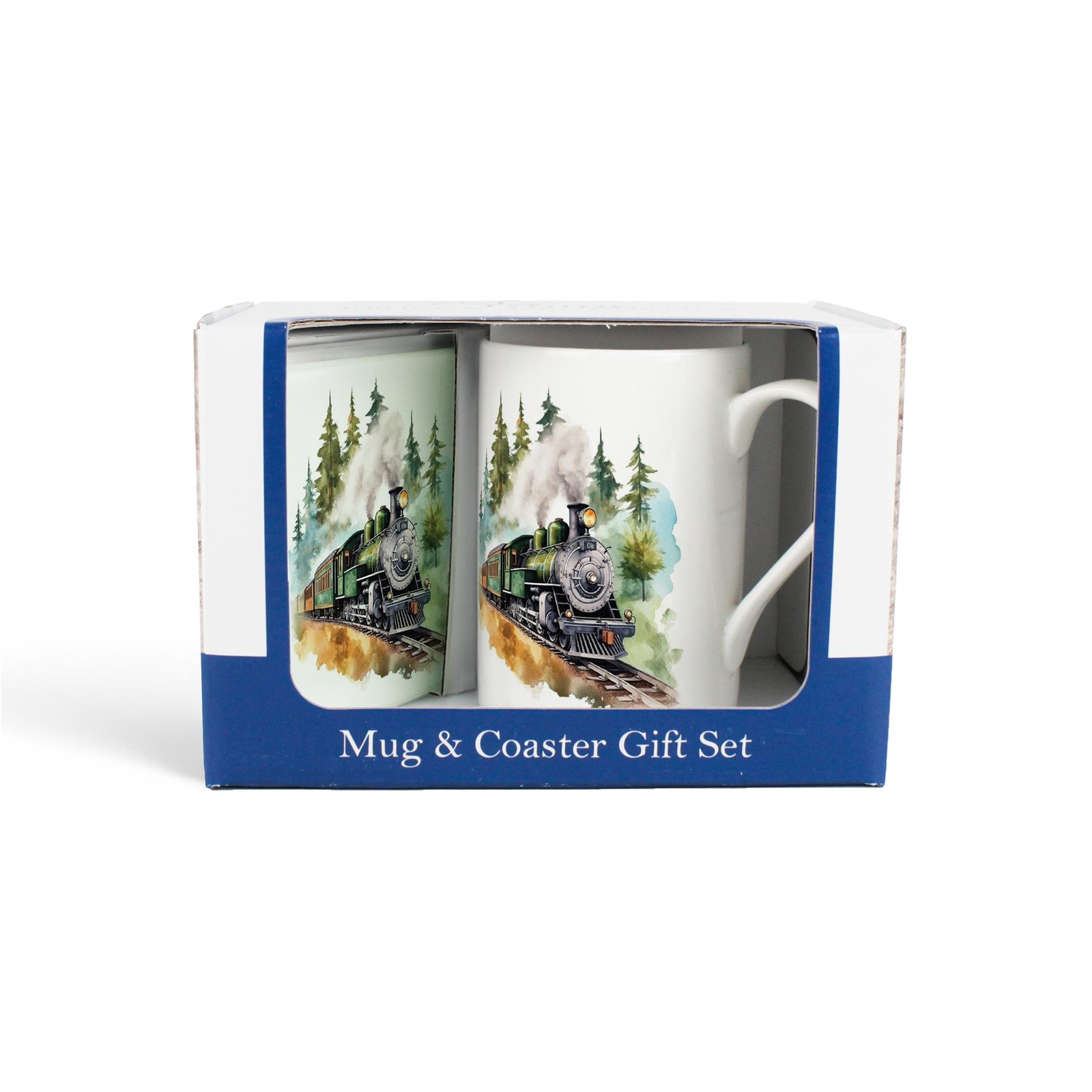 American Train Mug & Coaster Gift Set - Forest Path Bone China Cup Present
